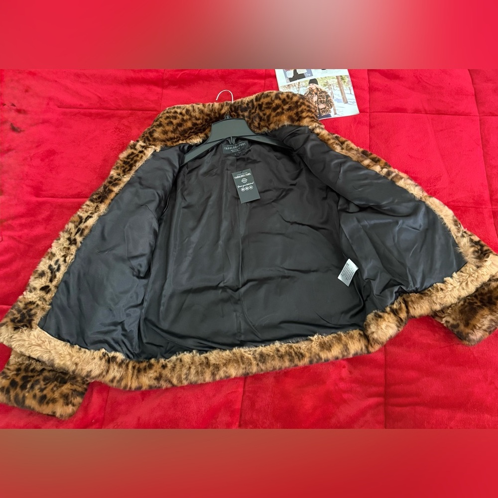 Fabulous Furs Charcoal leopard jacket size Large - Picture 3 of 6